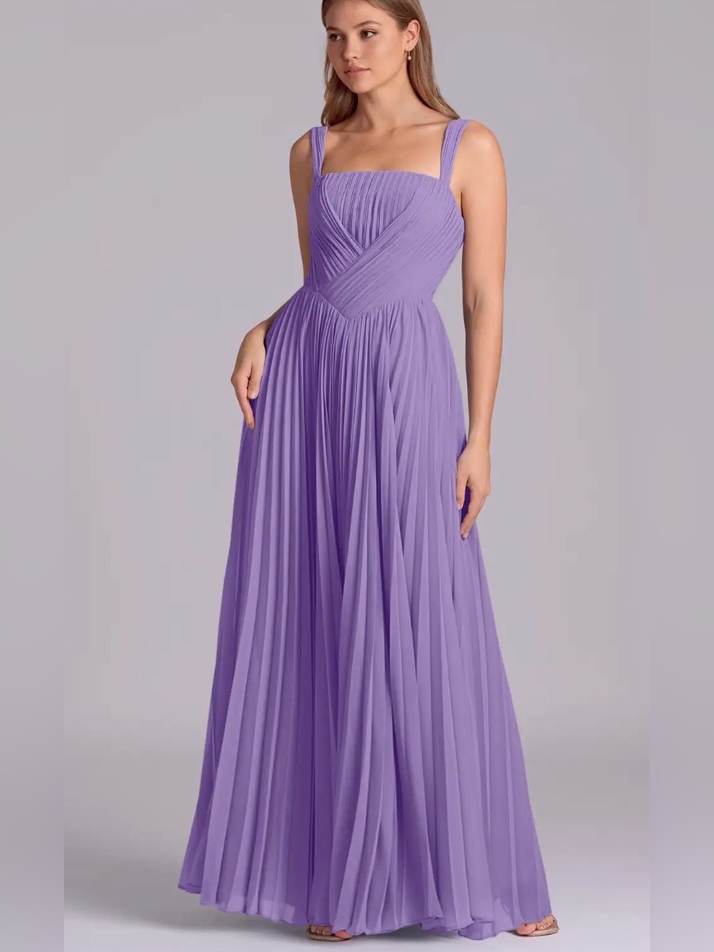 Azazie Mina A-Line Pleated Chiffon Dress Purple (Tahiti) Size 20 NWT